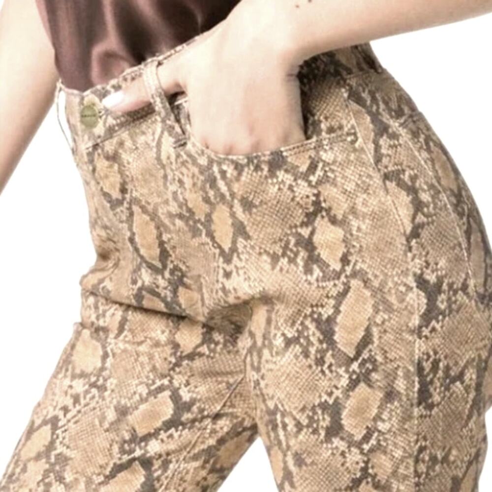 Frame Coated Python Brown Pants | Size 27 - image 7
